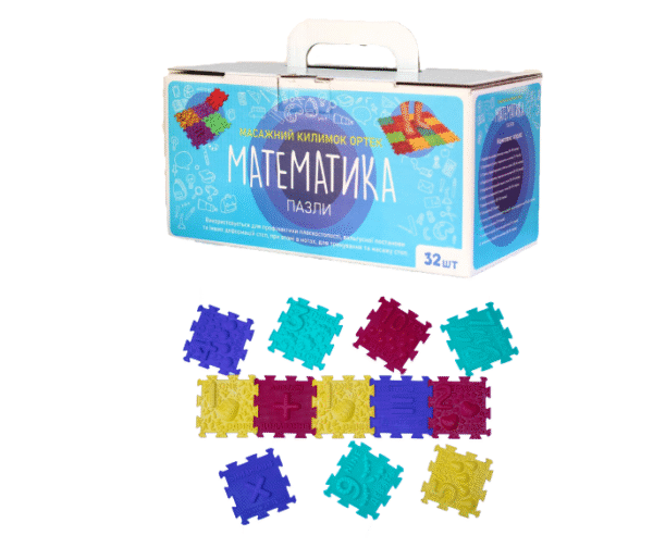 Масажний килимок Ortek Пазли "Математика" 32 елемента українською та англійською мовами